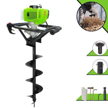 Imagem de Perfurador Polaca Cavadeira Menegotti MPS-52 À Gasolina 2T 52cc 1,8HP 9.000rpm Com Ignição CDI Para Construção Civil Com Broca 80x20cm