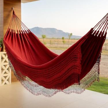 Imagem de Rede de Dormir Casal Algodão Natural 4m x 1,5m Moderna Confortável e Resistente(Vermelho)