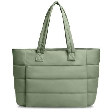Imagem de KAITAI Bolsa feminina acolchoada leve e acolchoada para trabalho, bolsa de ombro para viagem, academia, Verde, One Size