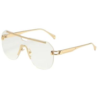 Imagem de HCPIHF Óculos de sol grandes femininos, fashion, com lentes degradê, peça única, masculino, UV400, retrô, para áreas externas (C07)