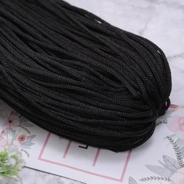 Imagem de Fio de nylon 170 m x 3 mm, fio de macramê faça você mesmo, almofada de mão, crochê, linha oca, cordão (preto)