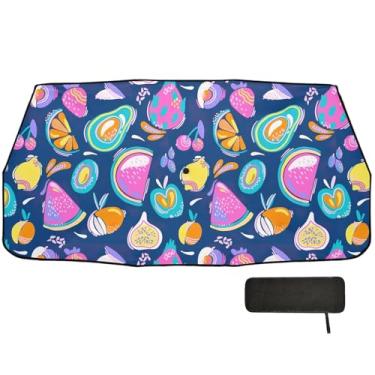 Imagem de Toldo de sol com padrão de trópicos coloridos engraçados para SUV, para-brisa dianteiro, proteção de isolamento térmico, guarda-chuva, para-brisa, para-sol de carro, dobrável