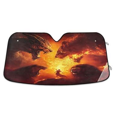 Imagem de Guarda-sol Dragon Lion Battle Front Para-brisa Proteção UV Caminhão Para-brisas para Para-brisas Grande