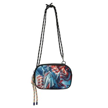 Imagem de TSENQUE Bolsas pequenas transversais para mulheres, carteira, bolsa para celular, pochete estátua da liberdade tingida bandeira dos EUA bolsa de ombro pequena para viagem