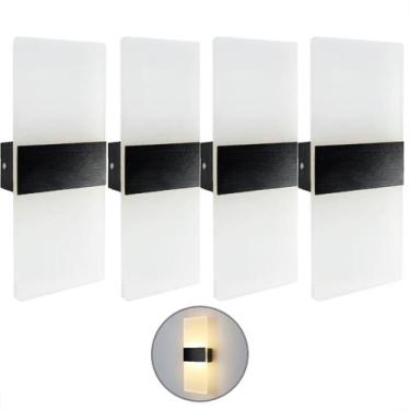 Imagem de 4 Arandela Preta Escovado Acrilico Jateado Led 3000K Lup94 - Acende a 