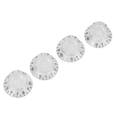 Imagem de Cryfokt Conjunto de Botão de Controle de Tom Transparente de 4 Unidades, Material Acrílico Confortável para Ajuste de Volume da Guitarra (Carta Preta)