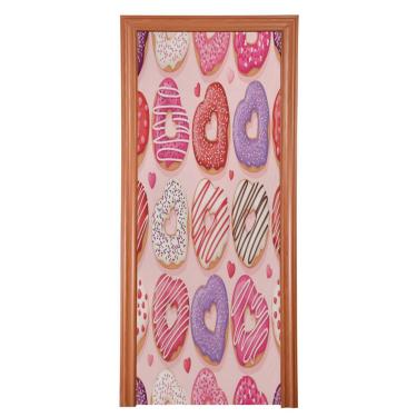 Imagem de ATTX Heart Donut Capa para porta da frente do dia dos namorados - Tecido elástico lavável decoração de férias para festas, casa, decoração de porta da frente, 36 x 98 polegadas (794)
