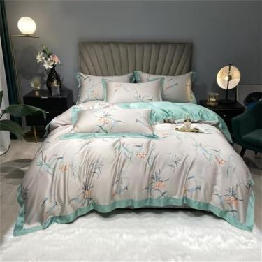 Imagem de Conjunto de cama macio e sedoso com estampa floral refrescante de verão, incluindo capa de edredom, lençol e lençol de baixo, modelo 2, 1,8 MBed.