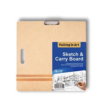 Imagem de Falling in Art Quadro de esboço 45,7 x 45,7 cm, prancheta de desenho para artistas com clipe resistente e faixas de borracha, prancheta de arte portátil para sala de aula e desenho de estúdio