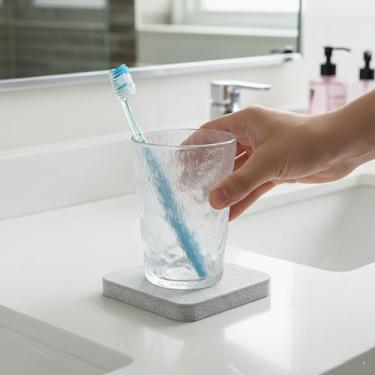 Imagem de Conjunto de porta-copos absorventes e tapetes de pia de secagem rápida para balcão de banheiro parceiros de superfície de cozinha uso doméstico 2 peças (branco, 3 x 3 cm)