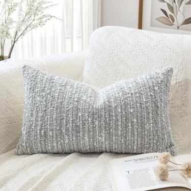 Imagem de Artscope Capa de almofada lombar 40,6 x 61 cm capa de travesseiro corporal super grossa decorativa boucle texturizada com detalhe neutro estilo italiano fronha para quarto sala de estar sofá decoração