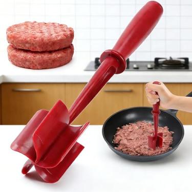 Imagem de Espremedor manual de carne e batata triturador de cozinha multiuso ferramenta de trituração de alimentos, vermelho