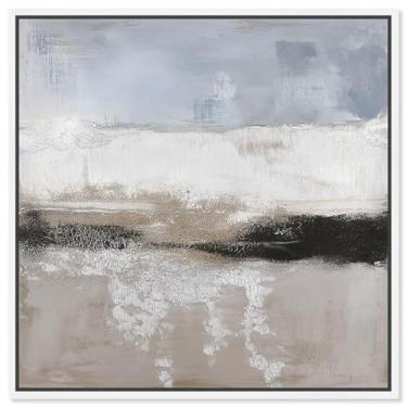 Imagem de Art Remedy Abstratos neutros de tela com profundidade de grafite, moldura branca, 50,8 cm x 50,8 cm