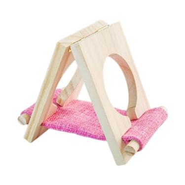 Imagem de Bothyi Cama de madeira para hamster, acessórios para gaiola, esconderijo, ornamento para paisagem, decoração de habitat, diversão para gerbils e lemingues, Rosa