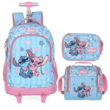 Imagem de Kit Mochila Rodinha Lancheira Estojo Juvenil Stitch-Feminino