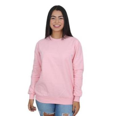 Imagem de Moletom Gola Redonda Liso Feminino Blusa de Frio sem Capuz-Unissex