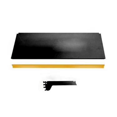 Imagem de Kit 3 Bandeja Prateleira 30x91 Gôndolas New Plus Preto Porta Etiqueta Amarelo Sa Gôndolas