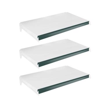 Imagem de Kit 3 Bandejas Prateleiras 40x73 Ponta Para Gôndolas New Plus Com Porta Etiquetas Verde - Sa Gôndolas