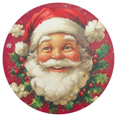 Imagem de xigua Jogo americano redondo de Natal Papai Noel, tapete de mesa redondo antiderrapante resistente ao calor, tapetes de mesa de 48 cm para decoração de cozinha, jantar e festa
