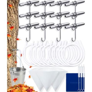 Imagem de Kit de batida de xarope de bordo, kit de batida de árvore de bordo com 12 derramamentos de xarope de bordo, 12 tubos de xarope de bordo, 12 ganchos, 3 filtros de seiva de bordo, kit de batida de