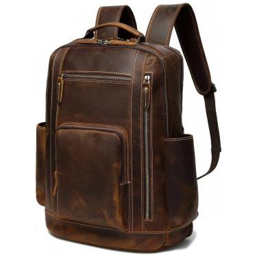 Imagem de Mochila Masculina para Laptop 40cm 24L de Couro, LANNSYNE, Marrom