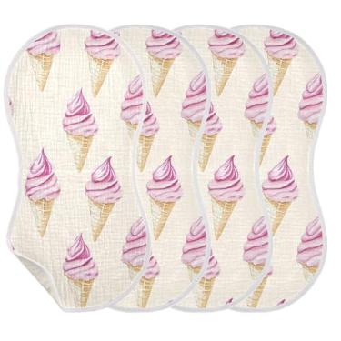 Imagem de Wassud Panos para arrotos de musselina de sorvete, 1 pacote com babadores de algodão, toalha de rosto absorventes e macios para arrotos para meninos e meninas recém-nascidos