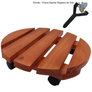 Imagem de Suporte Em Madeira Para Vasos E Botijão De Gás Com Rodinhas - Recarts,