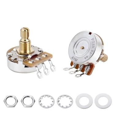 Imagem de Banworks Potenciômetros de latão A1MΩ M8 Thread tamanho completo para guitarras elétricas métricos com 18 estrias (15 mm de comprimento) Potenciômetros cônicos de áudio para Epiphone Les Paul LP/SG