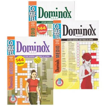 Imagem de Livro De Passatempos Coquetel Coletânea Dominox Nível Médio Kit 3 Volu