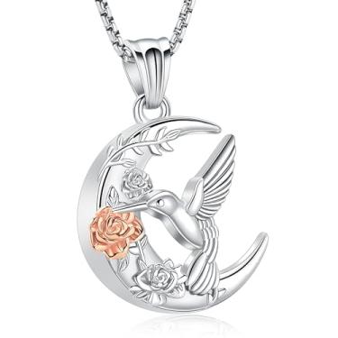 Imagem de Oinsi Joias de cremação, lua crescente e urna de beija-flor, colares para cinzas para mulheres e homens, pingente de cinzas humanas memorial de cinzas de rosa, Aço inoxidável, Sem Pedra Preciosa