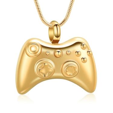 Imagem de mingkejw Colar de urna de controle de jogo para cinzas, joia de cremação, aço inoxidável, gamepad, pingente, colares memoriais, suporte de cinzas para animais de estimação humanos, joia de lembrança