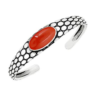 Imagem de Bracelete feminino com pedra da lua natural labradorita lápis-turquesa 10 x 20 mm com sobreposição de prata 925 feita à mão Vermelho