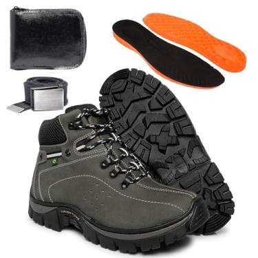 Imagem de Kit Bota Coturno Adventure Masculino em Couro e Solado Costurado Adulto,Infantil e Tamanho Especial (Cinza, BR, Adulto, Numérico, 39)