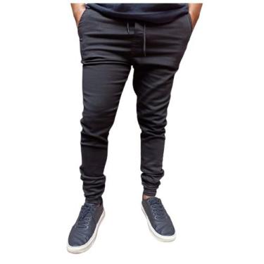 Imagem de Calça jogger masculino sarja e jeans elastano com punho cores disponiv