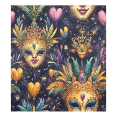 Imagem de Blueangle Máscara colorida Mardi Gras capa magnética para lava-louças, decoração da capa frontal da máquina de lavar louça, adesivos de eletrodomésticos, adesivos de eletrodomésticos, 58 cm C x 66 cm