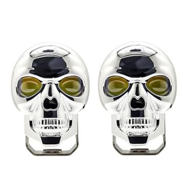 Imagem de Faróis de LED com barra de luzes de motocicleta, 2 peças, faróis de neblina para condução de motocicleta, luzes de LED em forma de caveira, faróis auxiliares para Jeep Offroad Truck ATV UTV Boat