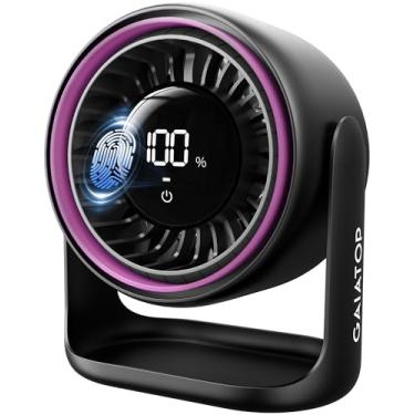 Imagem de Gaiatop Ventilador de mesa com controle de toque, bateria de 4000 mAh, ventilador de quarto ultra silencioso de 5 velocidades com tela de LED, inclinação de 90°, ventilador de mesa recarregável USB-C