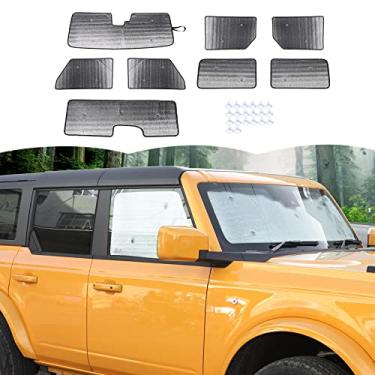 Imagem de Para-brisa para-sol protetor térmico janela viseira de sol tapete para Ford Bronco 4 portas 2021 2022 2023, 8 peças