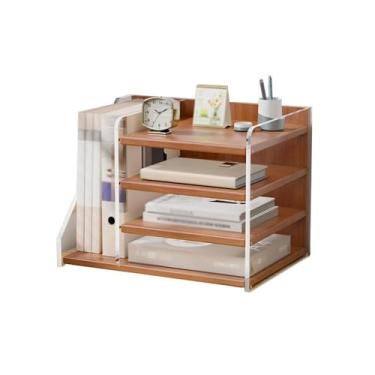 Imagem de Escritório Organizador de mesa escritório 4 camadas, bandeja para cartas, classificador papel A4, porta-arquivos para revistas Organizador de mesa