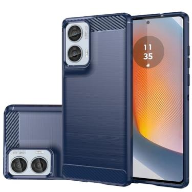 Imagem de Gufuwo Capa para Motorola Edge 50 Fusion/Moto G85/para Motorola S50 Neo, Capa de telefone fina de fibra de carbono TPU capa protetora antiarranhões à prova de choque para Motorola Moto G85 5G azul