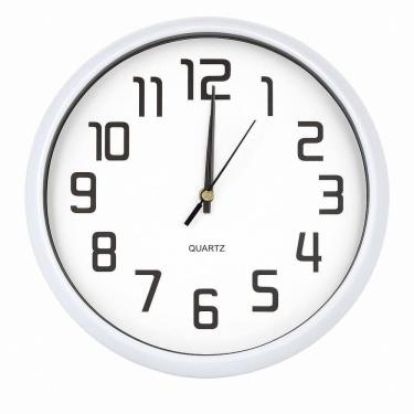 Imagem de Relógio De Parede Redondo Vintage Branco 30 Cm Silencioso Com Números Grandes Fácil Leitura Para Cozinha E Escritório