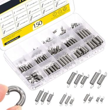 Imagem de Mardatt Kit de molas de extensão de aço inoxidável de 150 peças, 15 tamanhos, mola de extensão com extremidades de gancho, molas de compressão de mola pequenas, molas mecânicas, mola de tração para
