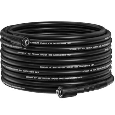 Imagem de DIDIWASH Mangueira de lavadora de pressão de 1/10.2 cm, mangueira de lavadora flexível de 3600 PSI com conector universal M22-14 e 15 mm, mangueiras de lavadora de alta pressão domésticas sem dobras
