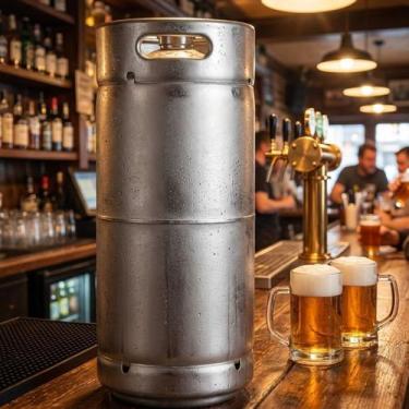 Imagem de Barril de Chopp 20 Litros Slim em Aço Inox 304 com Válvula S Padrão Fá