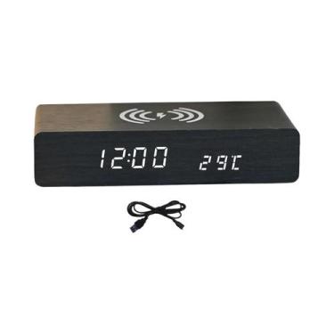 Imagem de Despertador Com Carregamento Sem Fio, Display LED, Três Níveis De Bril