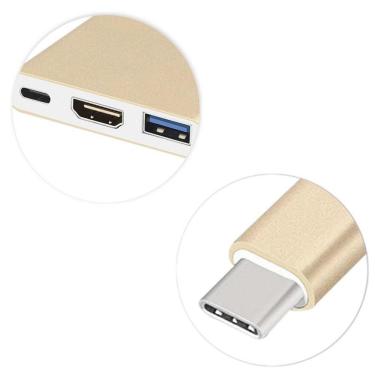 Imagem de Adaptador 3x1 USB 3.1 Type-c Thunderbolt X Hdmi USB 3 Tipo C