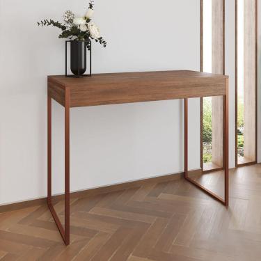 Imagem de Aparador Industrial Retangular Califórnia Amêndoa 137X40Cm Base Cobre Cor: Amendoa