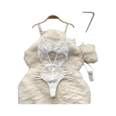 Imagem de Macacão Feminino Sem Mangas, Justo, Costas Nuas, Com Saia Plissada Min