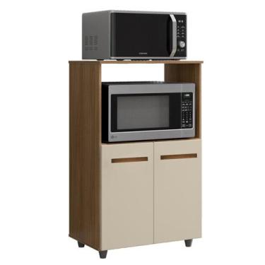 Imagem de Balcão Multiuso para Cozinha Micro-Ondas 2 Portas Taiane Savana / Off 
