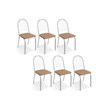 Imagem de Kit 6 Cadeiras De Cozinha Noruega 2c077 6 Un Cromada Capuccino